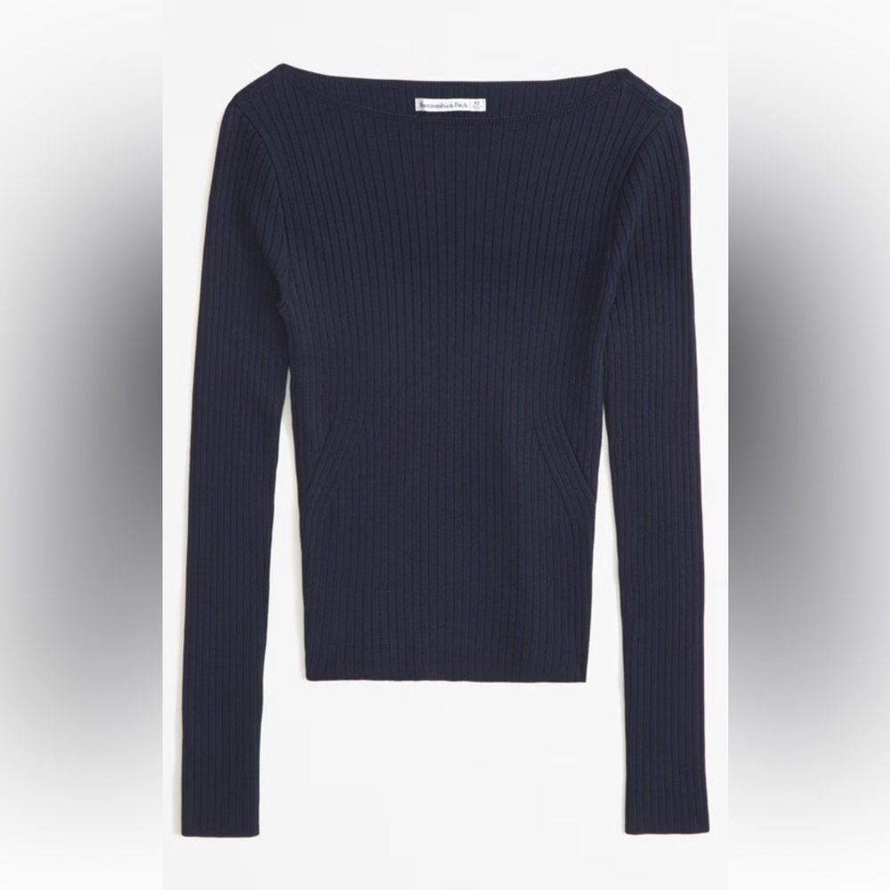 Abercrombie Glossy Slash Sweater Top, size M, Navy